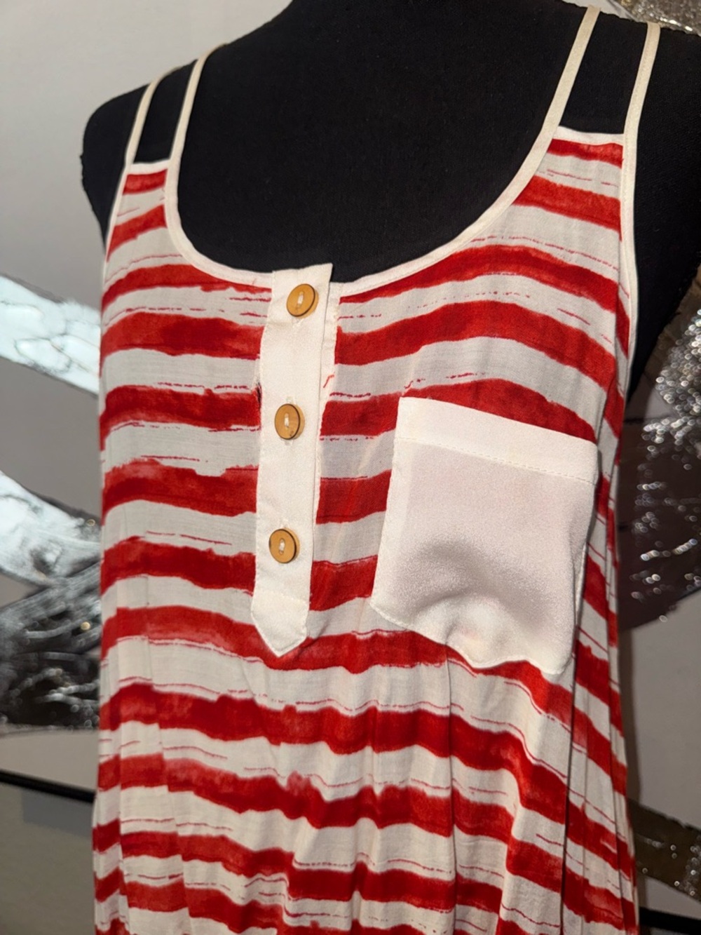 Naked Zebra Red and White Striped Sleeveless Top - Picture 3 of 5